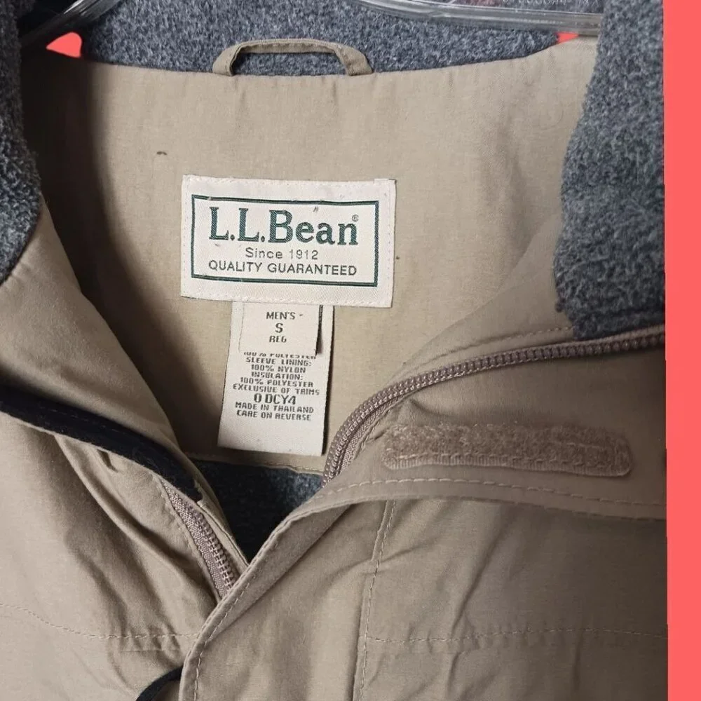 L.L.Bean Vtg Mens Jacket With Fleece Lining & Zip Green Small